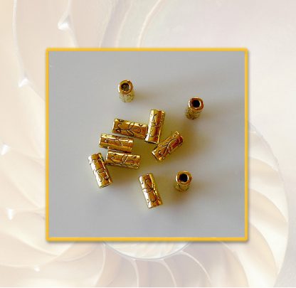 Metallperlen, ca. 12 x 4 mm, goldfarben, 20 Stück