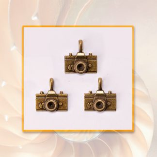 Kamera Metallperlen, ca. 20 x 10 mm, 3 Stück
