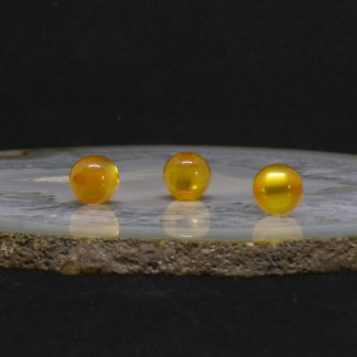 Polaris-Perlen, rund, ca. 10 mm, glänzend, safran, 3 Stück