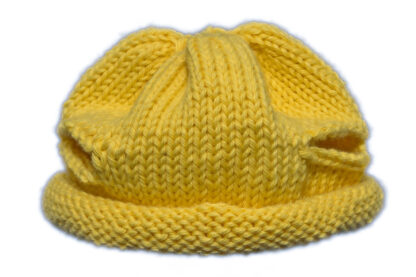 Teddy Mütze aus 100% Baumwollgarn gelb ca 23 cm – Bild 2