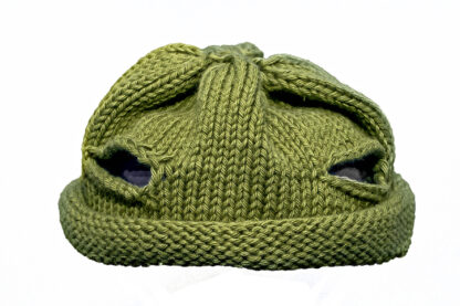 Teddy Mütze aus 100% Baumwollgarn grün ca 28 cm – Bild 2