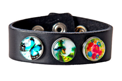 Leder Armband schwarz neu mit 3 Chunks