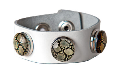 Leder Armband weiß neu mit 3 Chunks