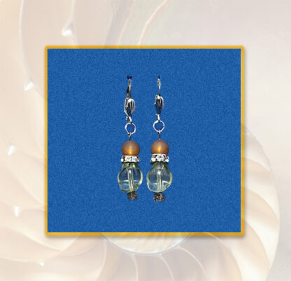 Ohrringe Swarovski braun Glasperlen grün silberfarben Klappbrisur