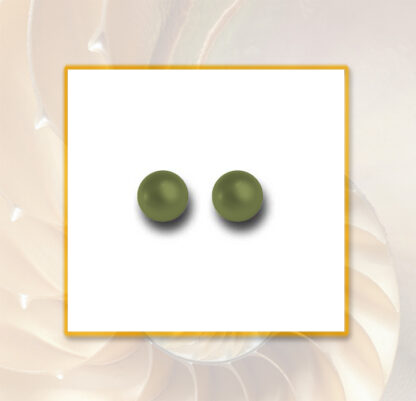 Ohrringe Stecker Swarovski Crystal Perlen in Dark Green ca 7 mm