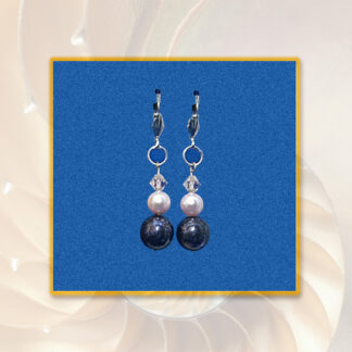 Ohrringe Swarovski Glas Perlen rosa lila silberfarben Klappbrisur