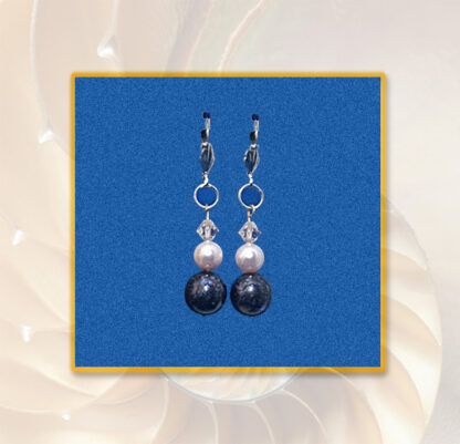 Ohrringe Swarovski Glas Perlen rosa lila silberfarben Klappbrisur