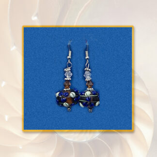 Ohrringe Swarovski Glas Perlen braun silberfarben Ohrhaken