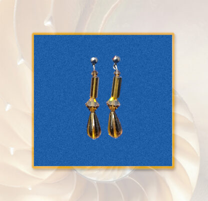 Ohrringe Swarovski Glas Perlen silberfarben braun Ohrstecker