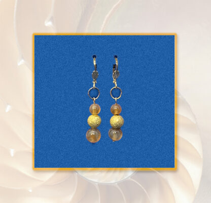 Ohrringe Achat Perlen goldfarben braun mit Klappbrisur