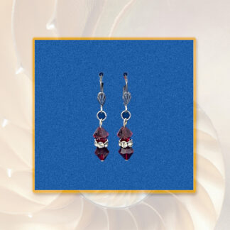 Ohrringe Swarovski Perlen silberfarben burgund Klappbrisur