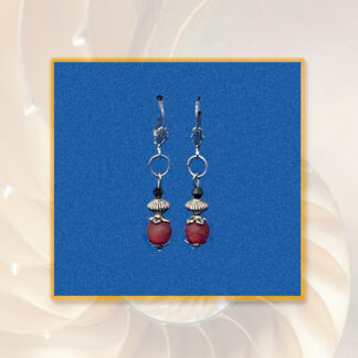 Ohrringe Polaris und Swarovski silberfarben rot Klappbrisur