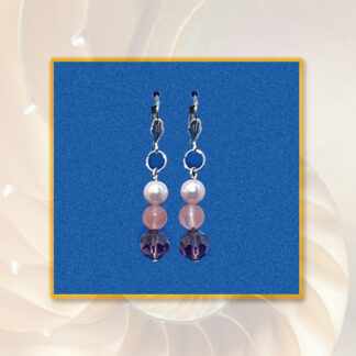 Ohrringe Swarovski Perlen in rosa und lila silberfarben Klappbrisur