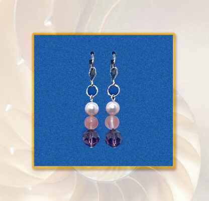 Ohrringe Swarovski Perlen in rosa und lila silberfarben Klappbrisur