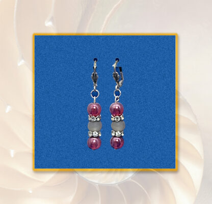Ohrringe Glas und Swarovski Perlen in rosa und grau Klappbrisur