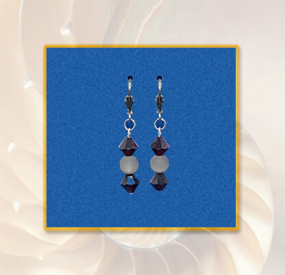 Ohrringe Polaris Swarovski Perlen dunkelrot grau silberfarben
