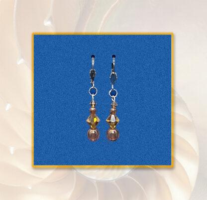 Ohrringe Swarovski Glas Perlen in braun silberfarben Klappbrisur