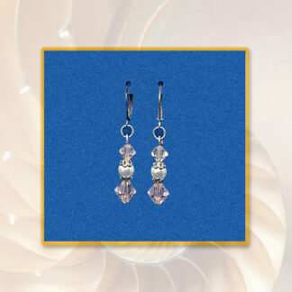 Ohrringe mit Swarovski in rosa weiß silberfarben mit Klappbrisur