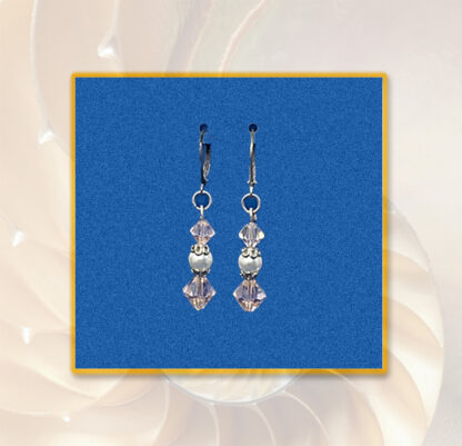 Ohrringe mit Swarovski in rosa weiß silberfarben mit Klappbrisur