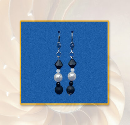 Ohrringe Polaris Swarovski Perlen schwarz weiß silberfarben